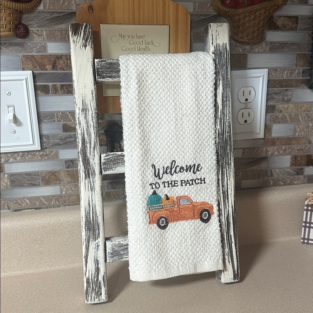 Rustic Distressed White and Black Cake Stand and Ladder Decor - Picture 5 of 8